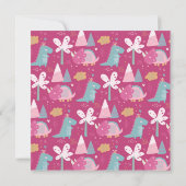 恐竜がかわいいモダンなピンクの誕生日パーティー 招待状 (裏面)