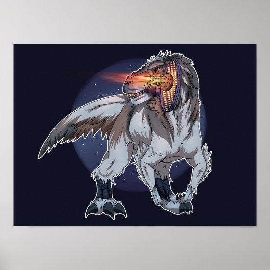 恐竜がテニスをプレイ ポスター (正面)