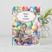 恐竜がテーマの新学期準備 学生向け 招待状 (スタンド正面)