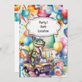 恐竜がテーマの新学期準備 学生向け 招待状 (正面/裏面)