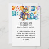 恐竜がテーマの新学期用飾り 学生のために 招待状 (裏面)