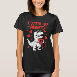 恐竜がハートを盗む 67バレンタインTシャツ Tシャツ
