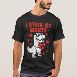 恐竜がハートを盗む 67 恋する恐竜男子 バレンタイン Tシャツ