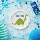 恐竜が付いているパーソナライズな誕生会のプレート ペーパープレート (パーティー)