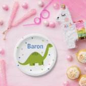 恐竜が付いているパーソナライズな誕生会のプレート ペーパープレート (パーティー)