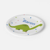 恐竜が付いているパーソナライズな誕生会のプレート ペーパープレート (アングル)