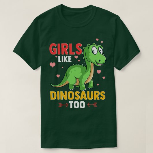 恐竜が好きな女の子は古生物学がおもしろい可愛すぎる Tシャツ (デザイン正面)