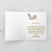 恐竜が子供のハッピーバースデーカードを望む 招待状 (内部)