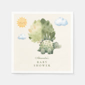 恐竜が孵化する近く赤ちゃんシャワー スタンダードカクテルナプキン (正面)