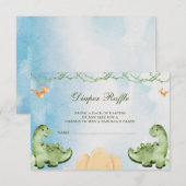 恐竜が孵化する間もなく赤ちゃんシャワーおむつラッフル エンクロージャーカード (正面/裏面)