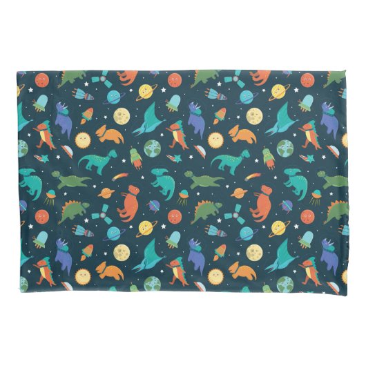 恐竜が宇宙を旅する惑星ロケット船 枕カバー (正面)