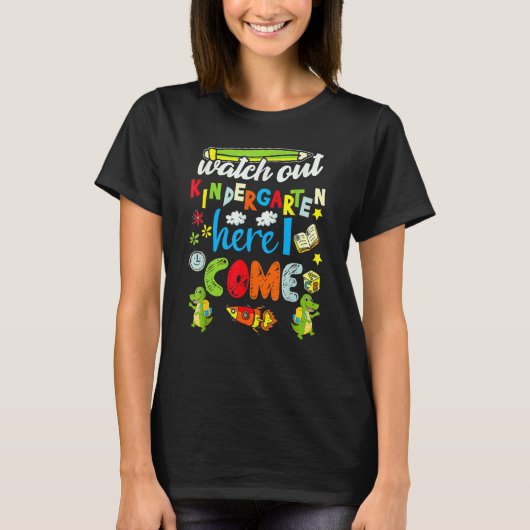 恐竜が幼稚園を見てこ来ころ Tシャツ (正面)