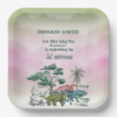 恐竜が望んでいたベビーの最初の誕生日 ペーパープレート (正面)