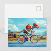 恐竜が田園地帯を自転車で巡る シーズンポストカード (正面/裏面)
