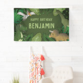 恐竜が緑のかわいい子のハッピーバースデー 横断幕 (インサイチュ)