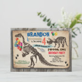 恐竜が誕生日の招待を受けた田舎の化石を掘る 招待状 (スタンド正面)