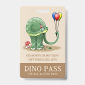 恐竜が誕生日風船を持つ バッジ (裏面)