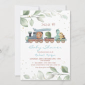 恐竜が赤ちゃんシャワーで運転する訓練をする 招待状 (正面)