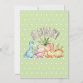 恐竜が赤ちゃんシャワーを通る 招待状 (裏面)