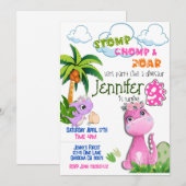 恐竜が9歳の誕生日の招待を回す 招待状 (正面/裏面)