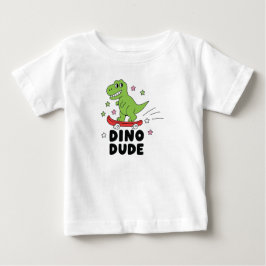 恐竜くん かわいい恐竜 スケートボード 子供 ベビーTシャツ