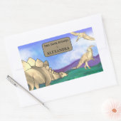 恐竜この本は子供の名前に属している 長方形シール (封筒)