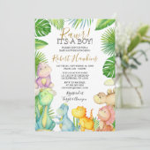 恐竜それは男の子の赤ちゃんのシャワー招待状 招待状 (スタンド正面)
