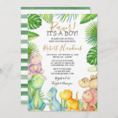 恐竜それは男の子の赤ちゃんのシャワー招待状 招待状 (正面/裏面)