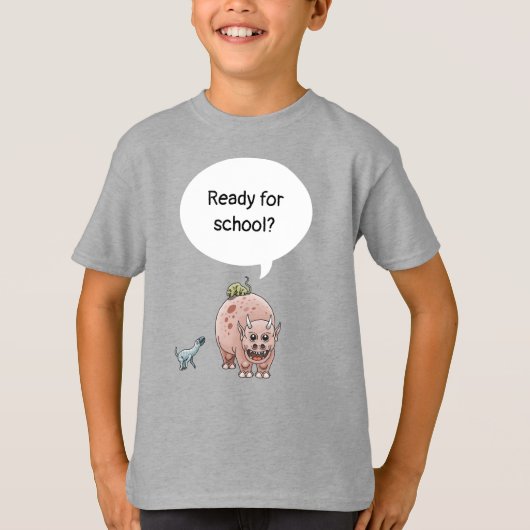 恐竜たちは学校へ行く準備ができています Tシャツ (正面)