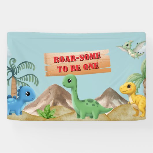 恐竜だいすき！1歳の誕生日パーティ 横断幕 (横)