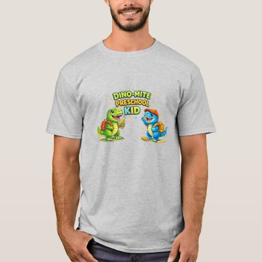 恐竜だ!プリスクールキッズTシャツ - おもしろい恐竜の背中 Tシャツ (正面)