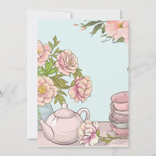 恐竜とお茶会の誕生日パーティーへの招待（女の子向け） 招待状 (裏面)