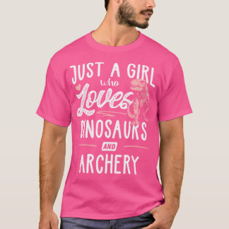 恐竜とアーチェリーが好きな女の子 Dinosa Tシャツ