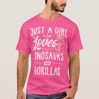 恐竜とゴリラのディノスを愛しているだけの女の子 Tシャツ