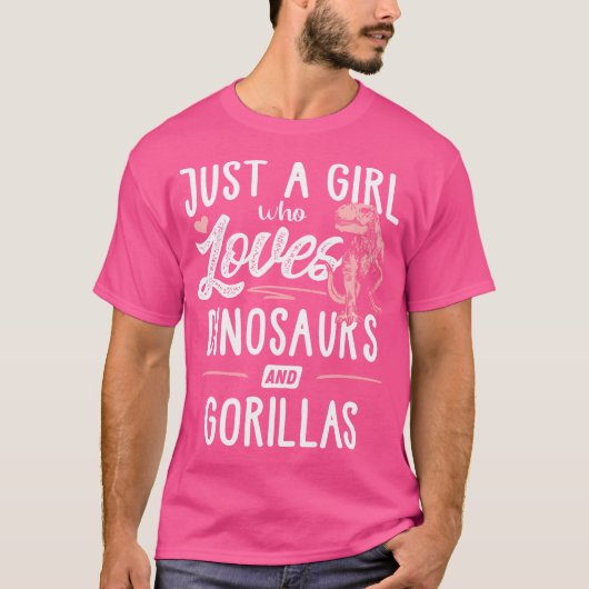 恐竜とゴリラのディノスを愛しているだけの女の子 Tシャツ (正面)