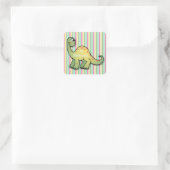 恐竜とストライプ1st誕生日1.5インチSq.ステッカー スクエアシール (バッグ)