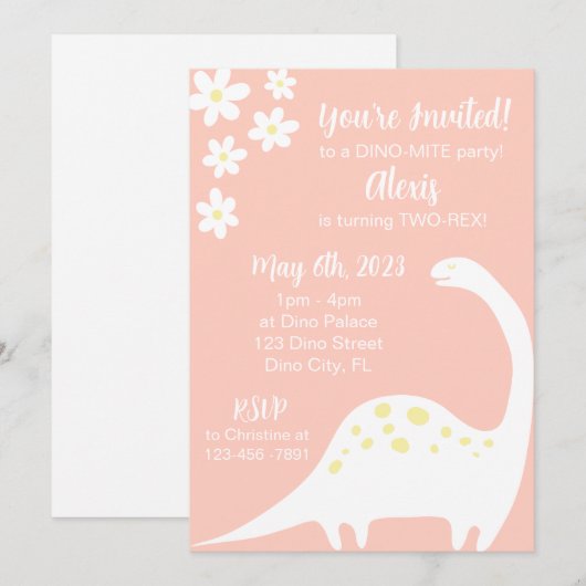 恐竜とデイジー 招待状 (正面/裏面)