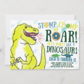 恐竜とドーナツの誕生日パーティーの招待状 招待状 (正面)