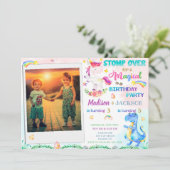 恐竜とユニコーンの誕生日の招待状2 招待状 (スタンド正面)