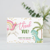恐竜とユニコーンの誕生日サンキューカード サンキューカード (スタンド正面)