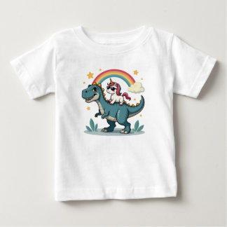 恐竜とユニコーンベビーTシャツ ベビーTシャツ