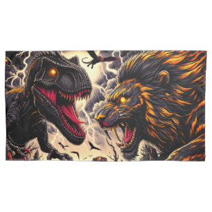 恐竜とライオンの戦い 枕カバー