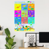 恐竜と一緒に数を数えよう! 1~10のカウント ポスター (ホームオフィス)