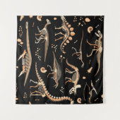 恐竜と化石の骨格 タペストリー (正面(横))