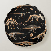 恐竜と化石の骨格 ラウンドクッション (裏面)