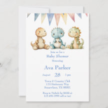 恐竜と友人の少年の赤ちゃんシャワー