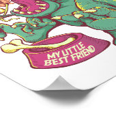 恐竜と子供の漫画スケッチ ポスター (角)