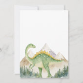 恐竜と山のカラフルな1歳の誕生日パーティー 招待状 (裏面)