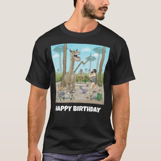 恐竜と旧石器時代 Tシャツ (正面)