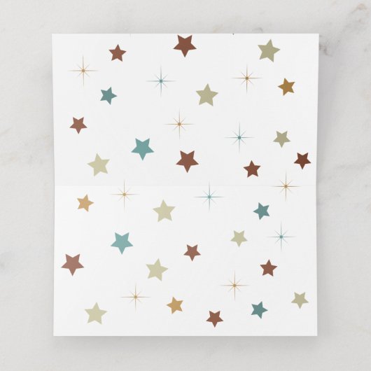 恐竜と星を持つ中性座席表 プレイスカード (内部開封)